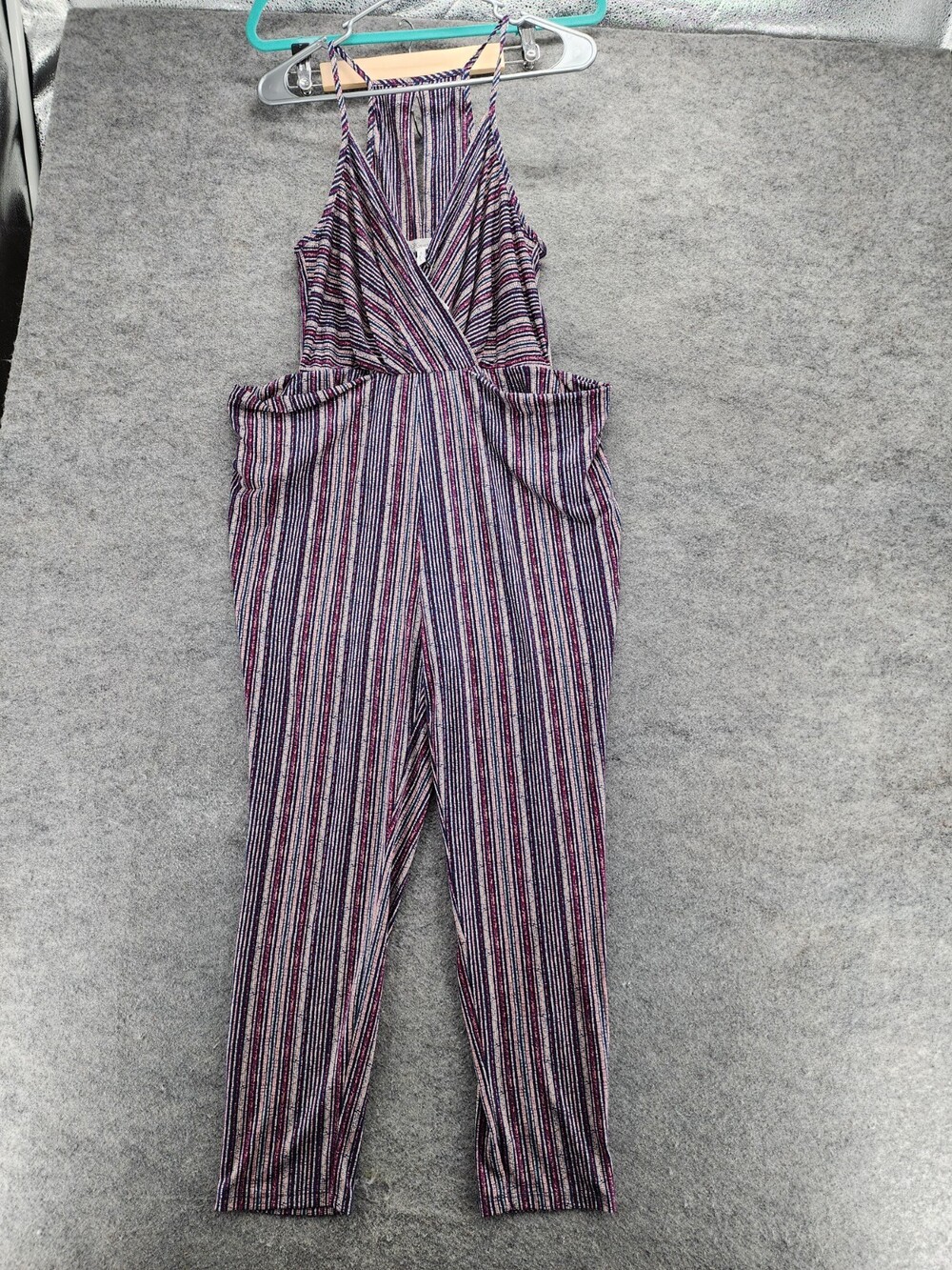 BCBGeneration Jumpsuit Womens Small Sleeveless Blue Striped Crossover